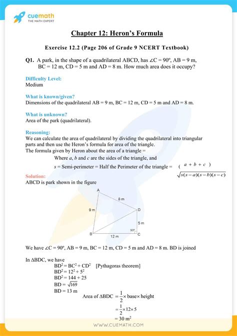 NCERT Solutions Class 9 Maths Chapter 12 Heron S Formula Free PDF
