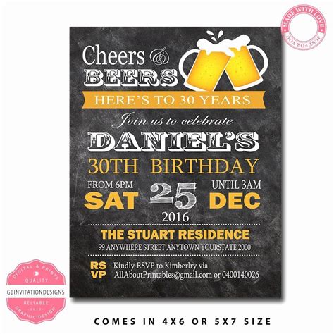 Not sure what to say on someone's birthday? 30th Birthday Invitations for Him Elegant 40th Birthday ...