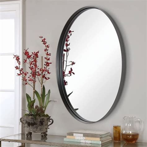 Andy Star 24 X 36 Inch Oval Hanging Deep Metal Frame Wall Mirror Matte