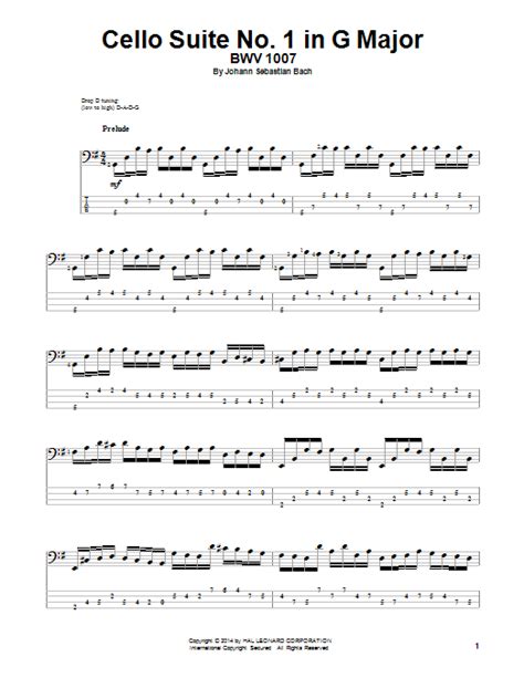 Cello Suite No. 1 In G Major, BWV 1007 Sheet Music | Johann Sebastian