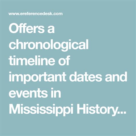 Offers A Chronological Timeline Of Important Dates And Events In