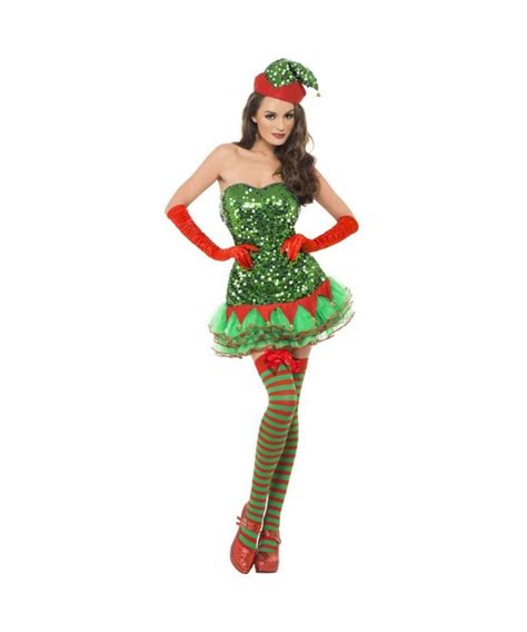 Womens Sequined Elf Dress Costume Christmas Costumes Elf Dress