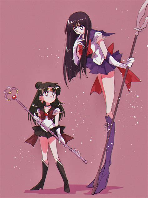 safebooru 2girls age switch bangs bishoujo senshi sailor moon black eyes black hair black