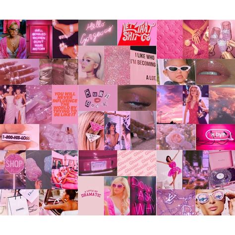 Pink Luxury Aesthetic Wall Collage Kit 64 Images Digital Etsy