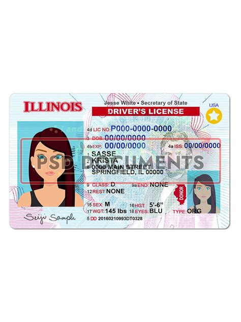 Illinois Driving License Psd New Psd Documents