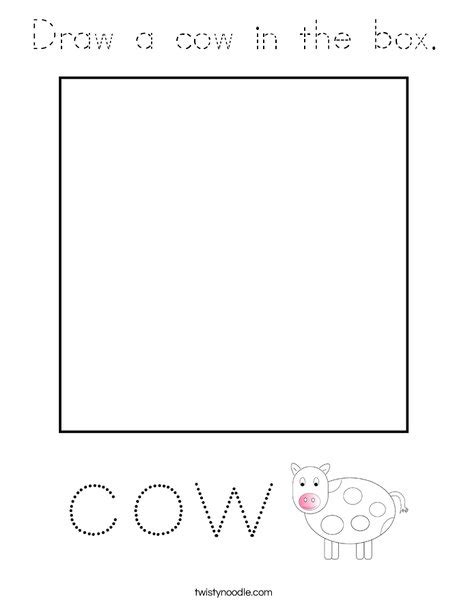 Draw A Cow In The Box Coloring Page Tracing Twisty Noodle