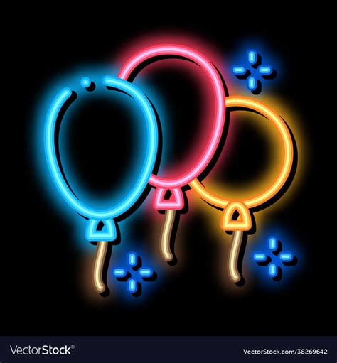 Three Balloons Neon Glow Icon Royalty Free Vector Image