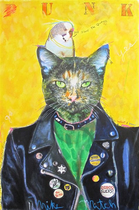 Punk Cat Punk Cats Cat Portraits Funny Painting Art Art Background