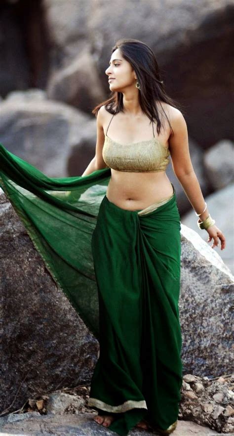 Anushka Shetty Low Hip Grees Saree Navel Show Hq Pics Actress Mirchi Gallery Spicy Photos