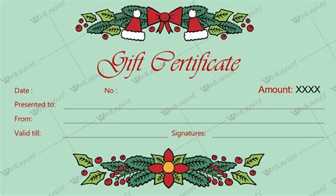 beautiful christmas gift certificate templates  word
