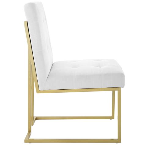 Rated 4.5 out of 5 stars. Privy Gold Stainless Steel Upholstered Fabric Dining Accent Chair Gold White