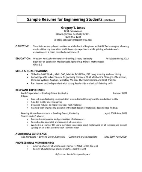 Resume Templates For Engineering Students