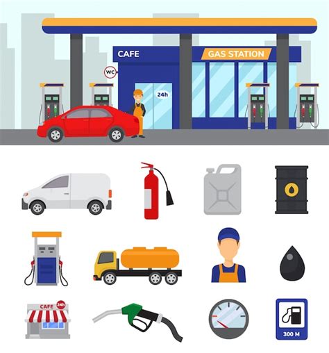 Premium Vector Gas Station Vector Gasoline Fuel Or Petrol And Diesel