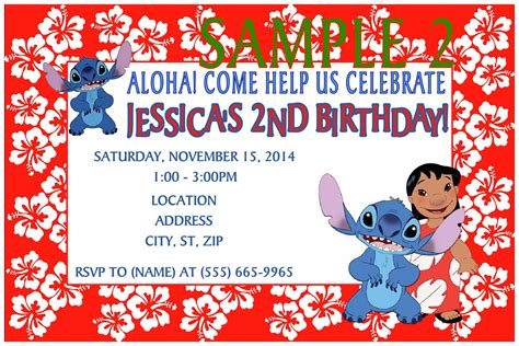 Printable Lilo And Stitch Birthday Invitations