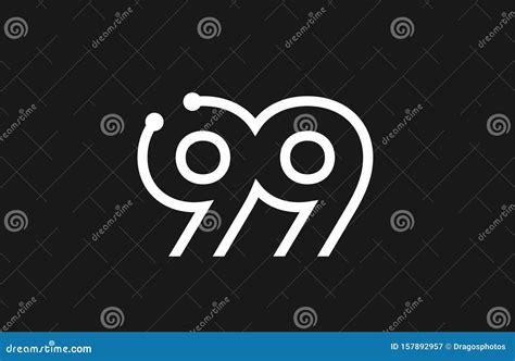 99 Number Black And White Logo Design With Line And Dots Stock Vector