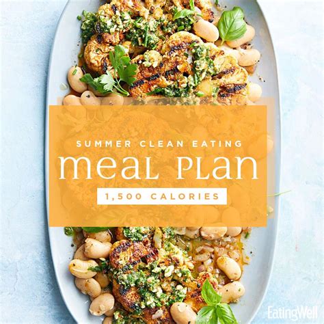 Clean Eating Meal Plan For Summer 1500 Calories Eatingwell Healthy
