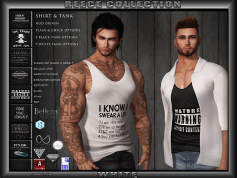 Second Life Marketplace Ts Mens Reece White