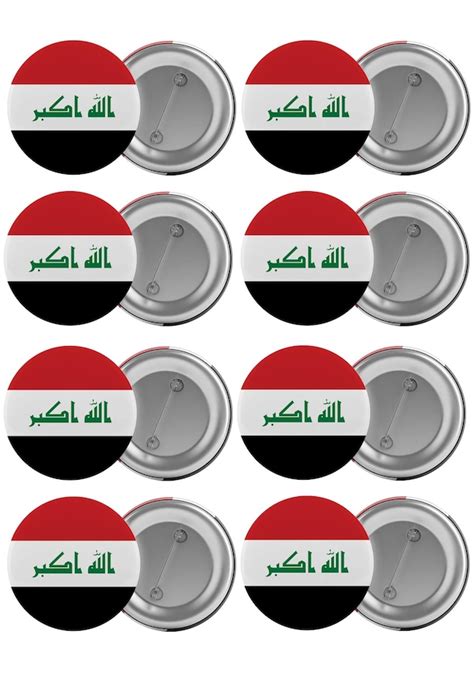 Irak Bayrağı Çanta Rozeti Seti 8 Adet En Büyük Boy 5 8Cm Iğneli B