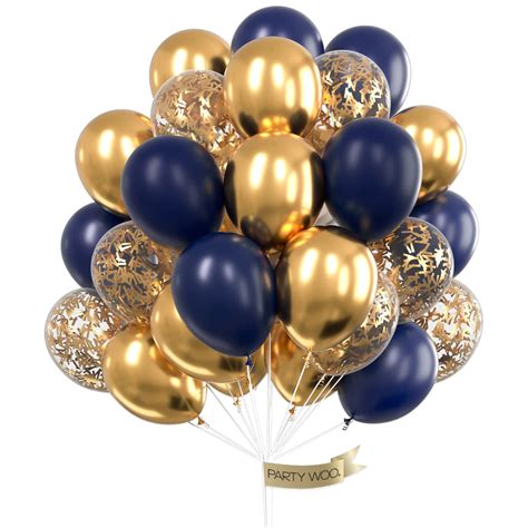 Buy Partywoo Navy Blue Gold Balloons 40 Pcs Latex Balloons Navy Blue