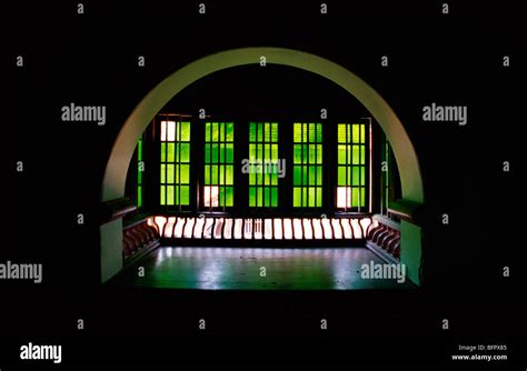 Coloured Glass Window Palghat Kerala India Stock Photo Alamy