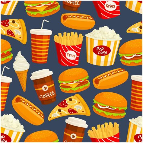 Fast Food Snacks And Drinks Seamless Pattern 11790349 Vector Art At