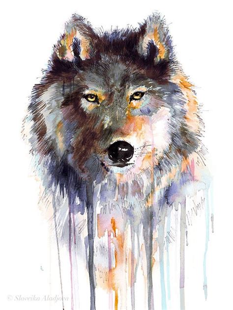 Watercolor Wolf Watercolor Animals Watercolor Print Watercolor