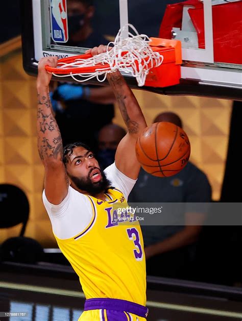 Anthony Davis Of The Los Angeles Lakers Dunks The Ball During The