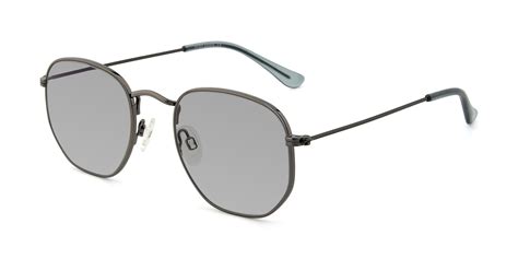 Grey Oversized Hipster Geometric Tinted Sunglasses With Light Gray Sunwear Lenses Ssr1944