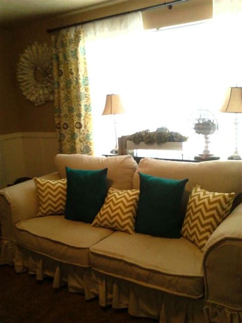 I am extremely unhappy with ashley furniture. my DIY slipcover couch-pillows and curtains- | Furniture ...