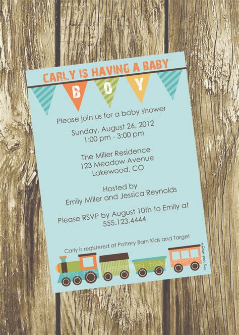 Train Baby Blue Baby Shower Invitations Baby By Tinytoaddesigns 1200