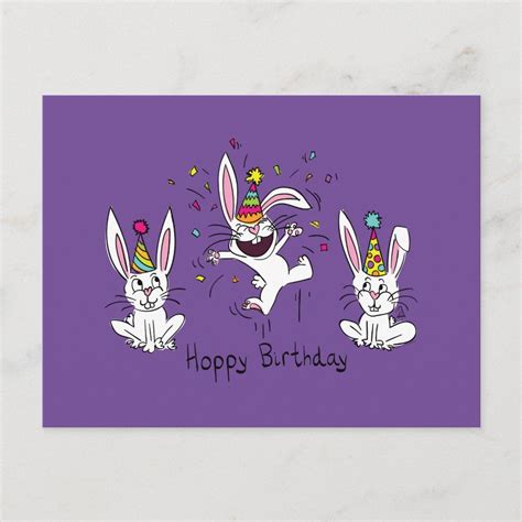 Happy Hoppy Birthday Bunny Rabbits Postcard Zazzle Happy Birthday