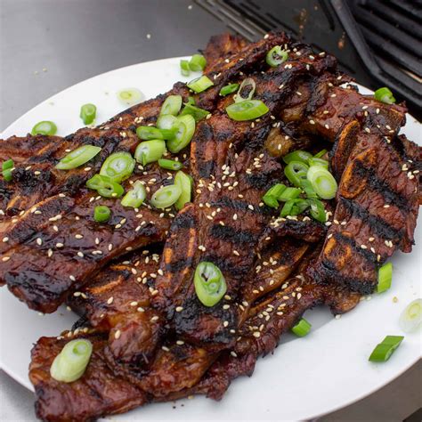 In many korean restaurants, the ribs short ribs cut english style where there's a thick piece of meat on one bone need to braised or smoked to give the connective tissue enough time to break down. Kalbi - Korean BBQ Short Ribs Recipe - The Black Peppercorn