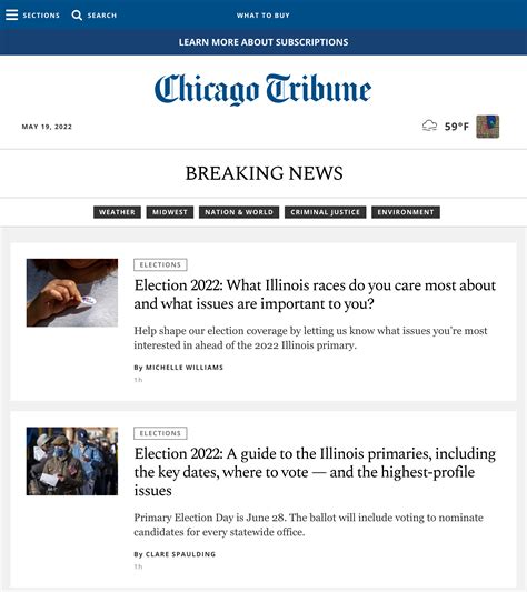 Chicago Tribune Website Fonts In Use
