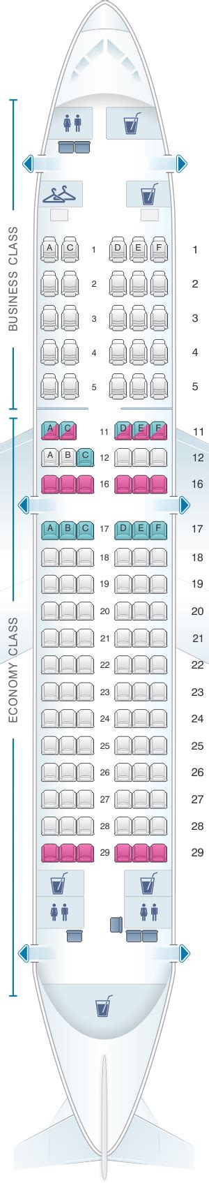 Seat Map South African Airways Airbus A319 100