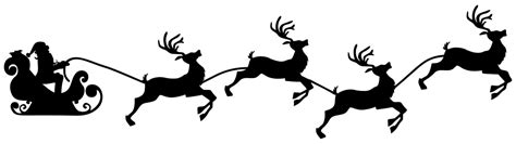 Onlinelabels Clip Art Santas Sleigh And Reindeer Silhouette