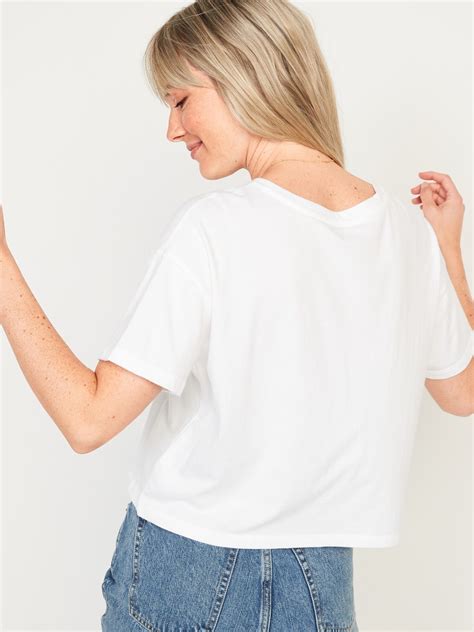 Loose Short Sleeve Crop T Shirt For Women Old Navy