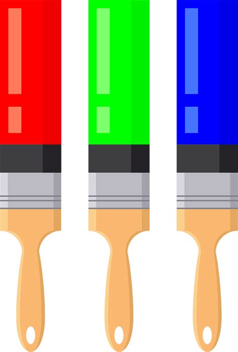 Paintbrushes With Rgb Colors Clipart Free Download Transparent Png