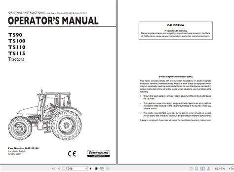 New Holland Ts90 Ts110 Ts115 Tractor Operators Manual6045329100