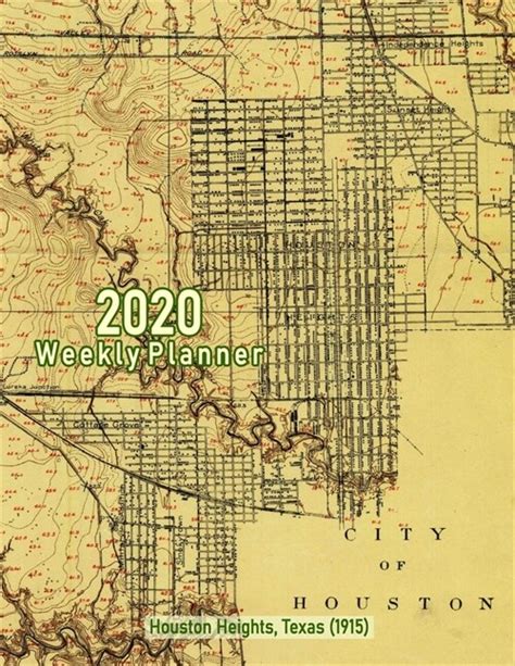 알라딘 2020 Weekly Planner Houston Heights Texas 1915 Vintage Topo