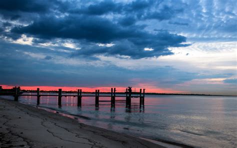 Night Sea Bridge Sky Landscape Ocean Beach Sunset Wallpapers Hd Desktop And Mobile