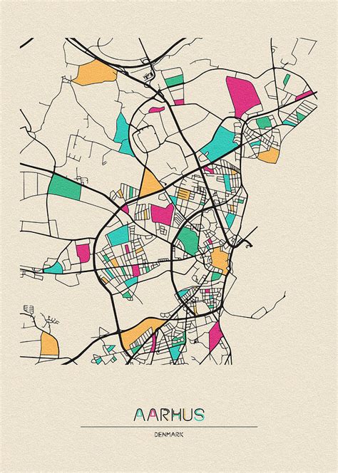 Aarhus Denmark City Map Digital Art By Inspirowl Design Fine Art America