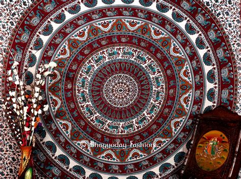 These wonderful prints are a great way to add color to your bed, ceiling, and wall. Handlook Psychedelic Indian Tapestry Bedspread in White ...