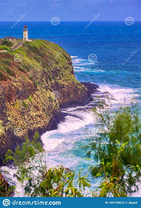 Kilauea Lighthouse On The Coast Of Kauai Hawaii Stock Photo Image Of