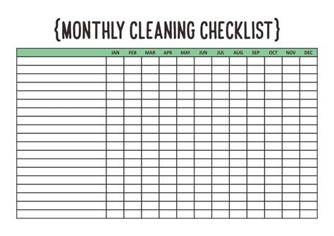 Blankmonthlycleaningchecklistprintable Cleaning Checklist