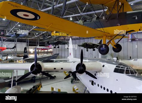 Inside The British Aviation Exhibit At Duxford Air Museum Stock Photo