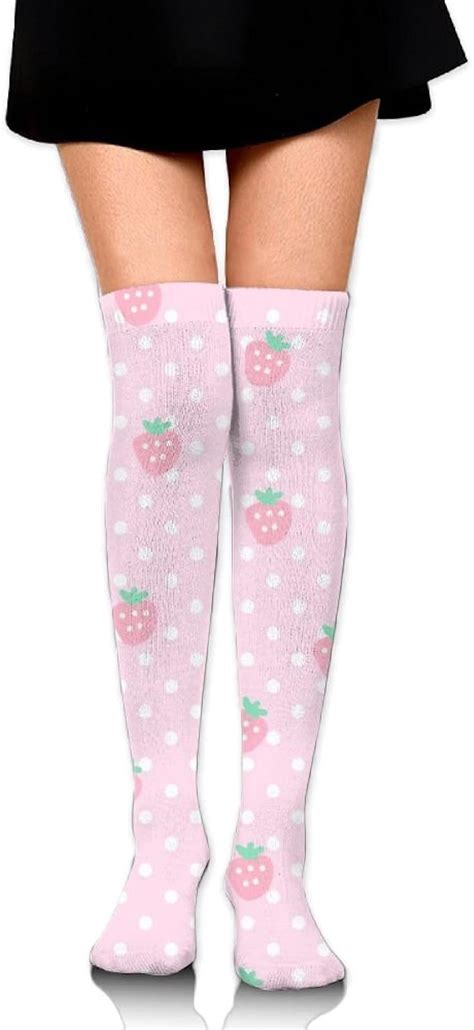 Cute Pink Strawberry Spot Over Knee Thigh Socks Knee High Sock High Thigh Warm Stockings High