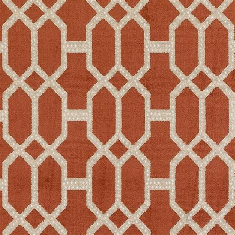 Dark Orange Geometric Velvet Upholstery Fabric By Popdecorfabrics