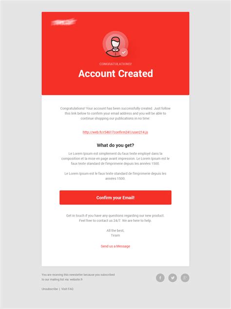 Newsletter Account Created Email Template Design Email Newsletter Design Email Templates