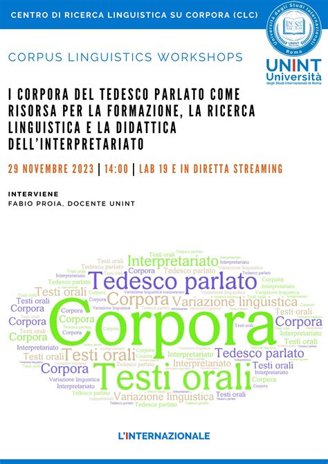 Corpus Linguistics Workshops I Corpora Del Tedesco Parlato Come