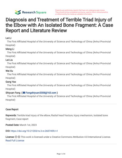 Pdf Diagnosis And Treatment Of Terrible Triad Injury Of The Elbow